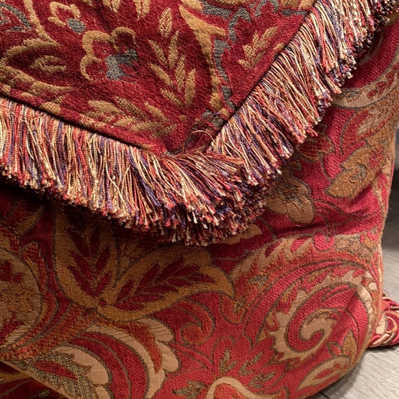 Chenille red, hold and tan accent pillows - Picture 3 of 9